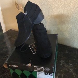 Black suede booties